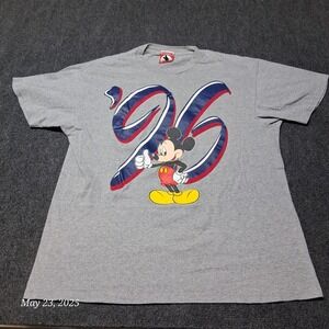 Vintage Disney World Shirt Adult Large  Blue 96 Spell Out Mickey Mouse on Back